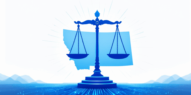 Computational rights visualization with scale of justice and computing elements