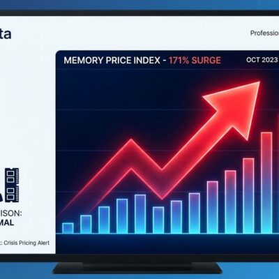 Data visualization showing DDR5 memory price surge of 171% with PS5 console comparison