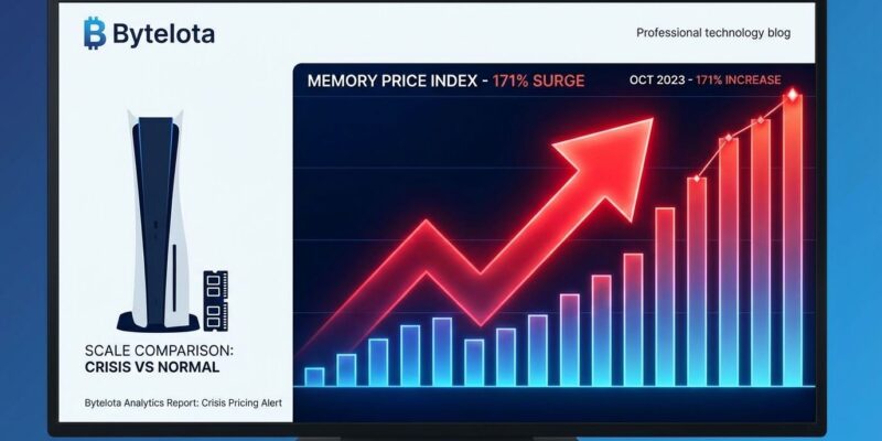 Data visualization showing DDR5 memory price surge of 171% with PS5 console comparison