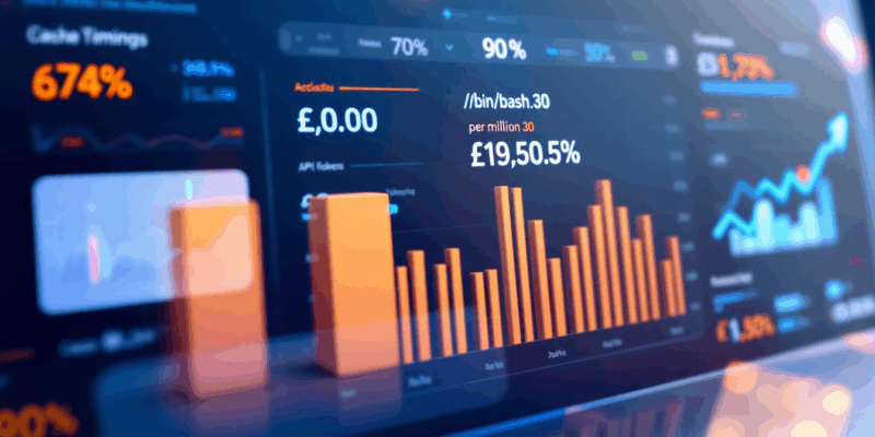 Data visualization dashboard showing Anthropic prompt caching 90% cost reduction from .00 to .30 per million tokens with performance metrics