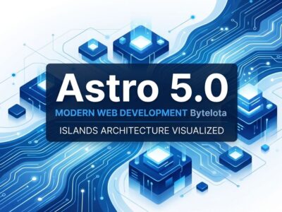 Astro 5.0 framework release featuring islands architecture with blue and white geometric design