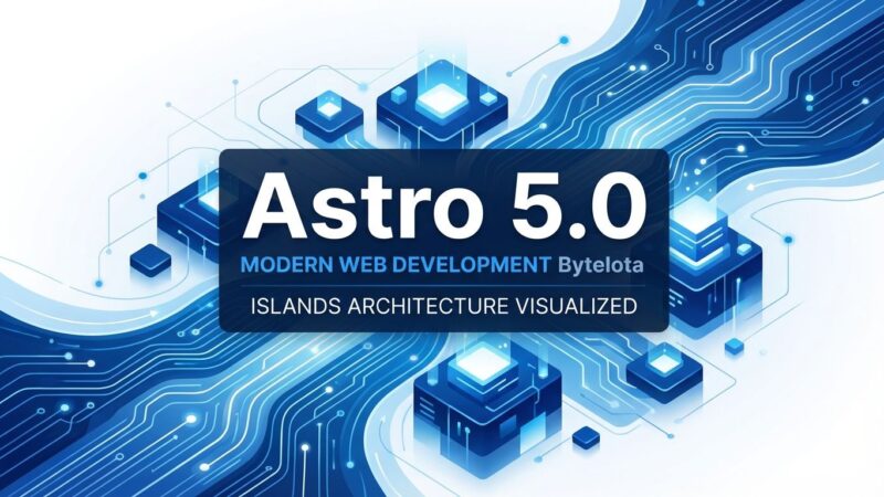 Astro 5.0 framework release featuring islands architecture with blue and white geometric design