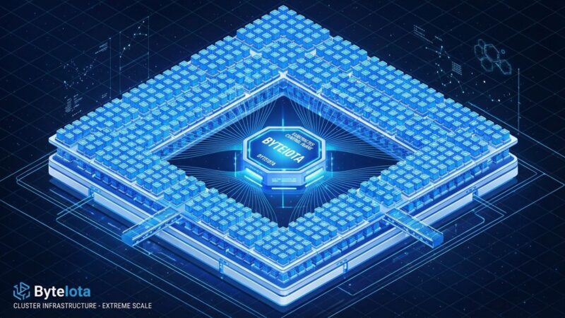 Isometric illustration of massive Kubernetes cluster with thousands of containers