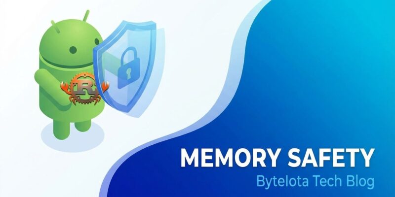 Android robot with Rust crab logo representing memory safety improvements