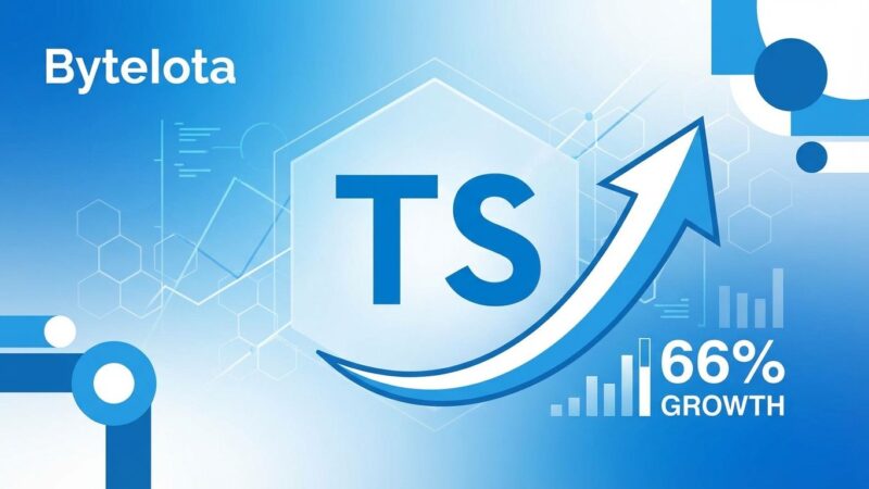 TypeScript growth chart showing 66% YoY increase to become GitHub's most-used language