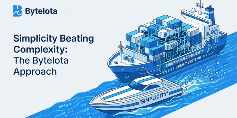 Kubernetes ship vs simple speedboat representing complexity vs simplicity