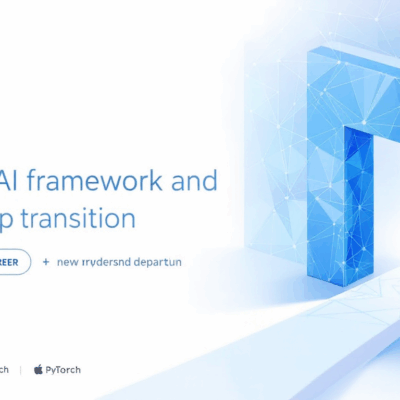 Abstract visualization of PyTorch AI framework with neural network and leadership transition symbolism