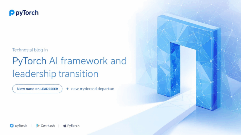 Abstract visualization of PyTorch AI framework with neural network and leadership transition symbolism
