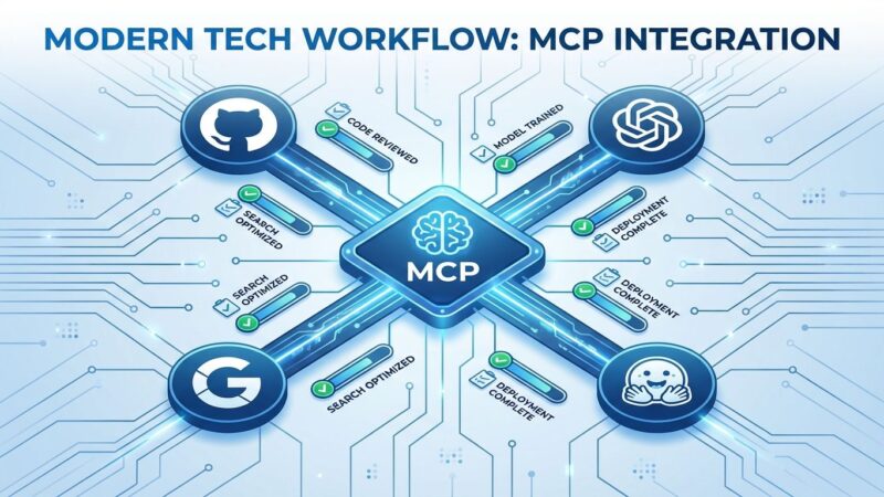 Model Context Protocol one year anniversary visualization showing Tasks API workflow and industry adoption by OpenAI, Google, GitHub, and Hugging Face