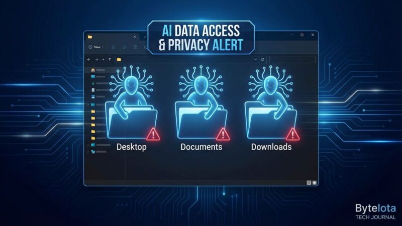 Windows 11 AI agents accessing personal folders with privacy warning symbols