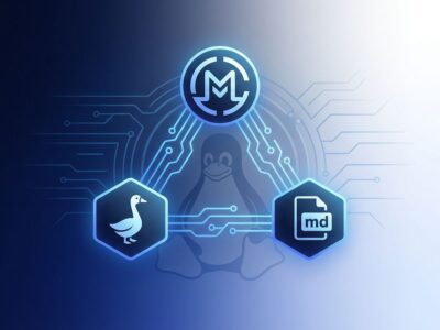 Agentic AI Foundation represented by three interconnected nodes for MCP, goose, and AGENTS.md with Linux Foundation branding in blue and white