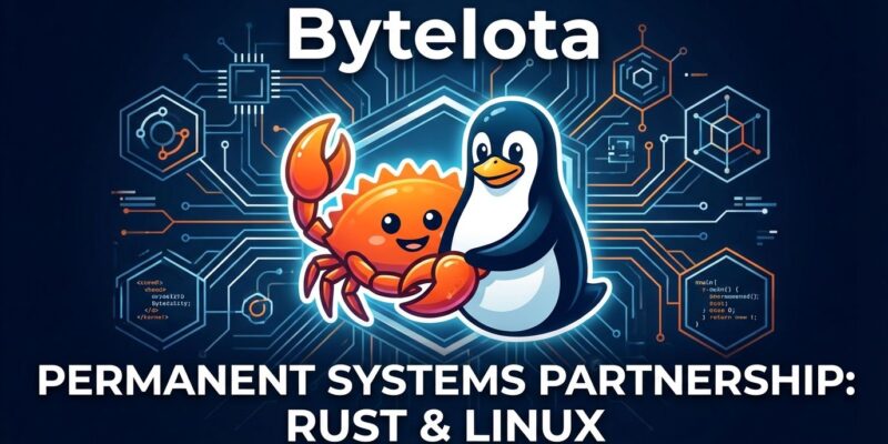 Rust and Linux logos representing permanent partnership in kernel development
