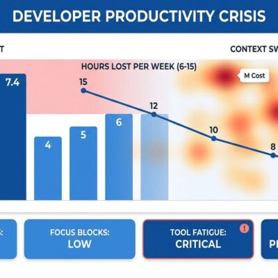 Data visualization dashboard showing developer productivity metrics for tool sprawl and context switching costs