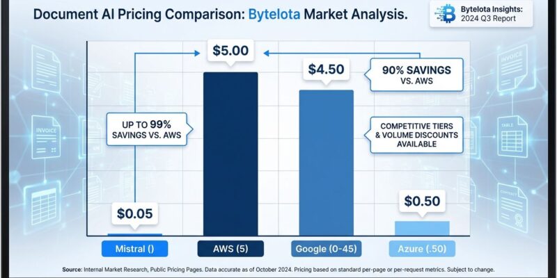 Document AI pricing comparison showing Mistral OCR 3 costs vs AWS, Google, Azure