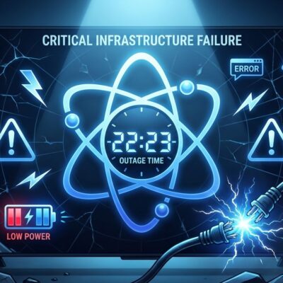 Atomic clock infrastructure with power failure warning