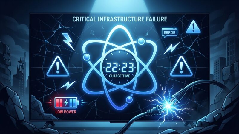 Atomic clock infrastructure with power failure warning
