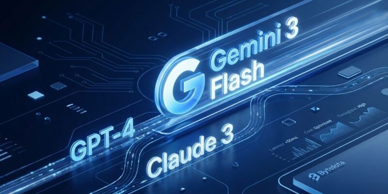 Gemini 3 Flash AI model performance comparison with GPT and Claude showing speed and cost efficiency