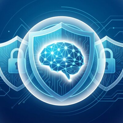 NIST AI Cybersecurity Framework visualization with layered security protecting AI systems