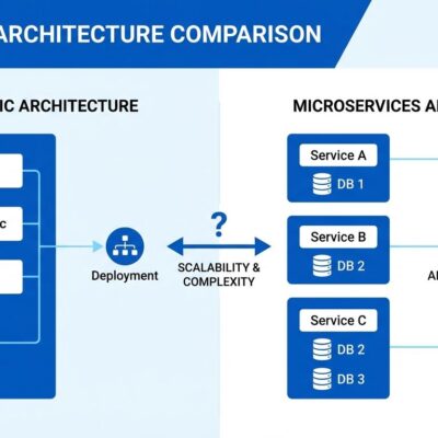 Monolith vs microservices architecture comparison diagram