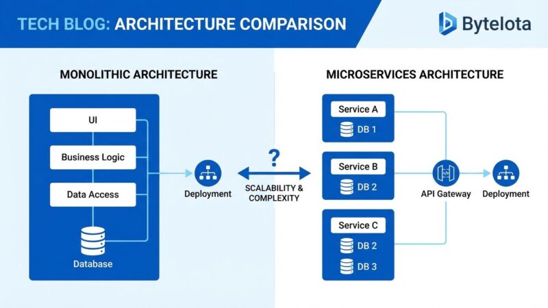 Monolith vs microservices architecture comparison diagram