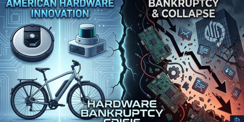 Hardware bankruptcy visualization showing iRobot, Luminar, and Rad Power failures