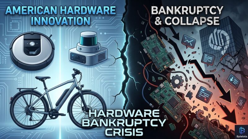 Hardware bankruptcy visualization showing iRobot, Luminar, and Rad Power failures