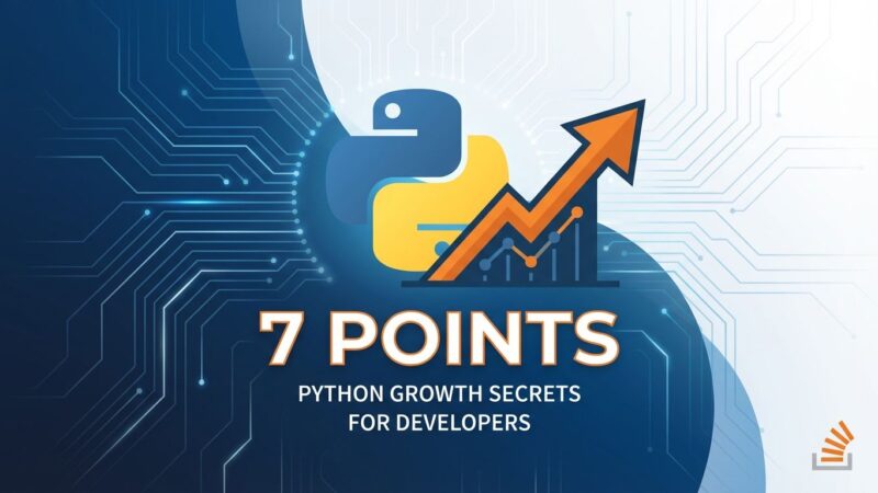 Python logo with upward growth arrow showing 7-point adoption increase from Stack Overflow 2025 Developer Survey