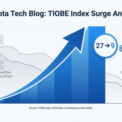 Data visualization showing Perl TIOBE ranking surge from 27 to 9
