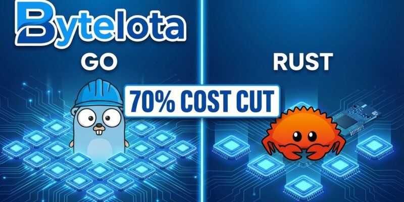 Go vs Rust infrastructure cost comparison showing 70% reduction in CPU cores