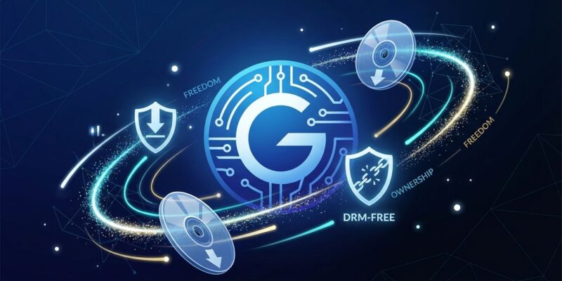 GOG acquisition visualization showing DRM-free gaming ownership concept