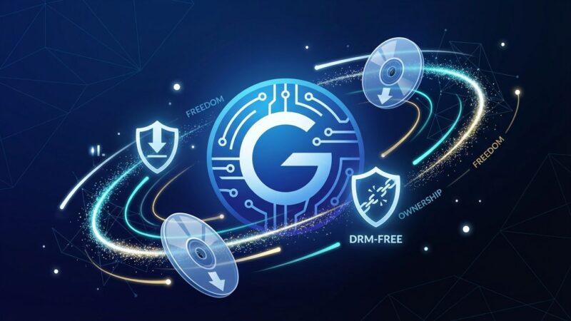 GOG acquisition visualization showing DRM-free gaming ownership concept