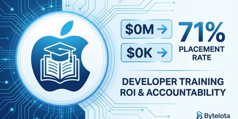 Apple Developer Academy cost analysis showing total spend, per student, and 71% job placement rate