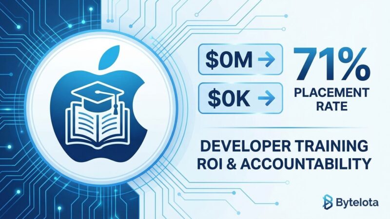 Apple Developer Academy cost analysis showing total spend, per student, and 71% job placement rate