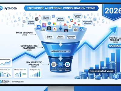 Data visualization showing enterprise AI budget consolidation from many vendors to few strategic partners in 2026