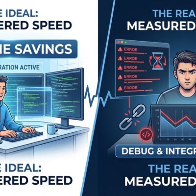 Developer productivity paradox: AI time savings vs measured reality visualization