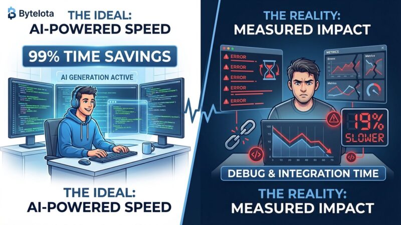 Developer productivity paradox: AI time savings vs measured reality visualization
