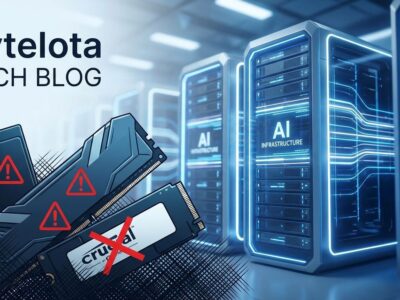 Micron Crucial consumer exit showing memory chips and AI data center contrast