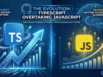 TypeScript vs JavaScript growth comparison showing TypeScript becoming #1 on GitHub in 2025