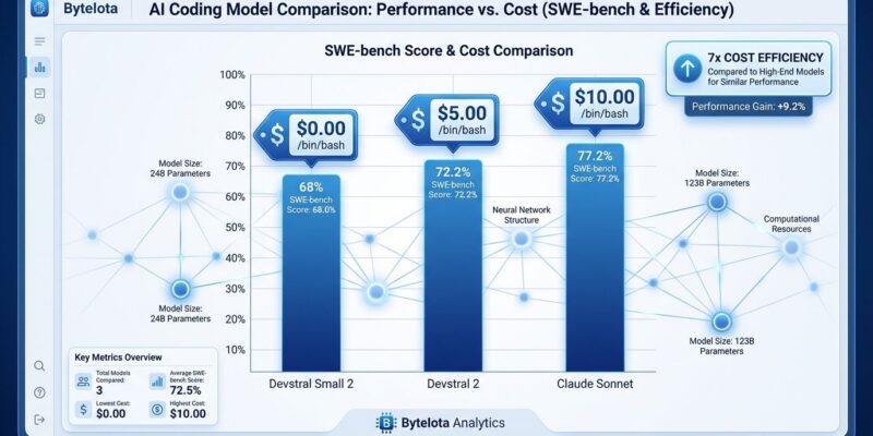 Mistral Devstral 2 SWE-bench performance and pricing comparison chart