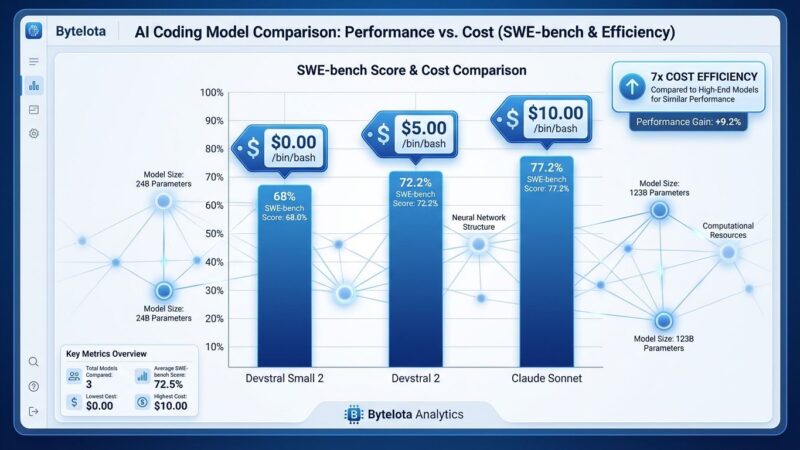 Mistral Devstral 2 SWE-bench performance and pricing comparison chart