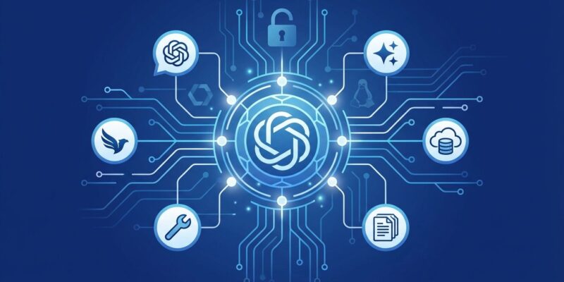 Abstract visualization of Model Context Protocol connecting AI platforms