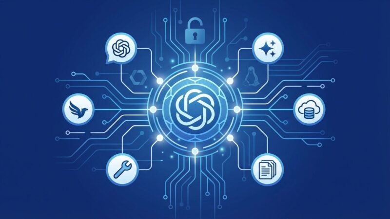 Abstract visualization of Model Context Protocol connecting AI platforms