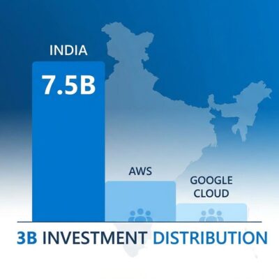 Data visualization showing Microsoft .5B India investment compared to AWS and Google Cloud investments