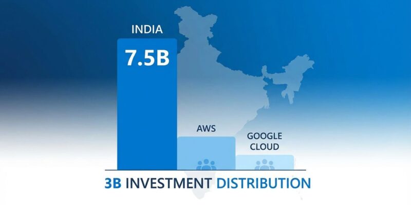 Data visualization showing Microsoft .5B India investment compared to AWS and Google Cloud investments