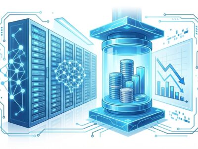 Abstract visualization of AI infrastructure costs showing margin compression