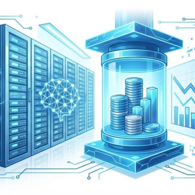 Abstract visualization of AI infrastructure costs showing margin compression