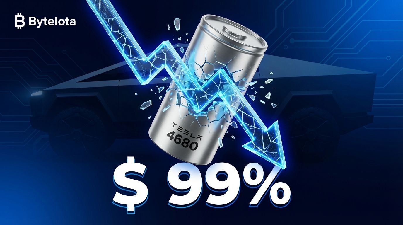 Tesla 4680 Battery Collapse: $2.9B Deal Cut 99% | byteiota