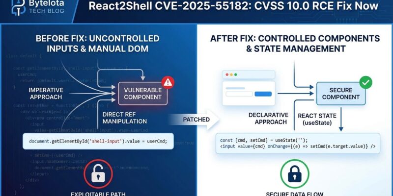 Featured image for React2Shell CVE-2025-55182: CVSS 10.0 RCE Fix Now
