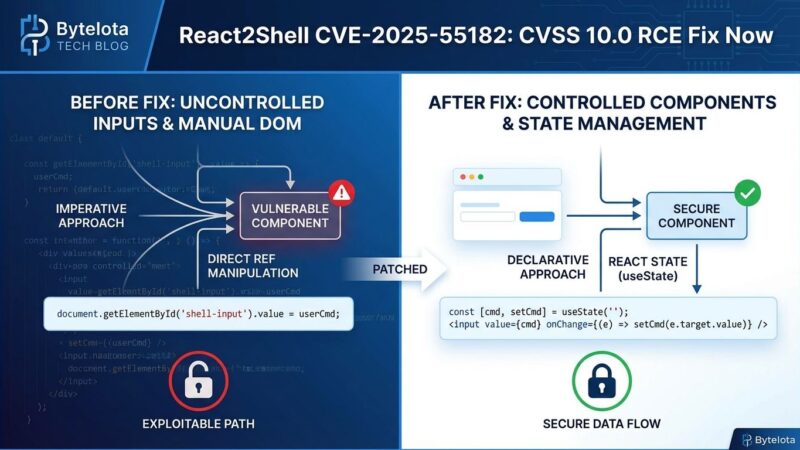 Featured image for React2Shell CVE-2025-55182: CVSS 10.0 RCE Fix Now