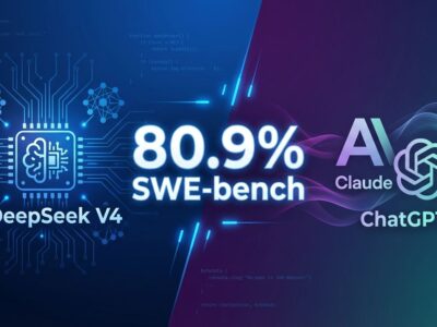 DeepSeek V4 AI coding assistant competing against Claude Opus 4.5 and ChatGPT, showing 80.9% SWE-bench Verified benchmark target